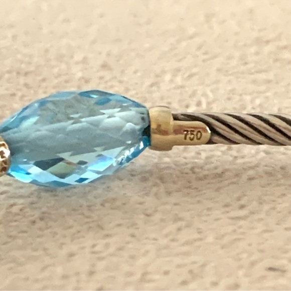 RARE David Yurman bijoux 18k blue topaz station bangle - Picture 5 of 10